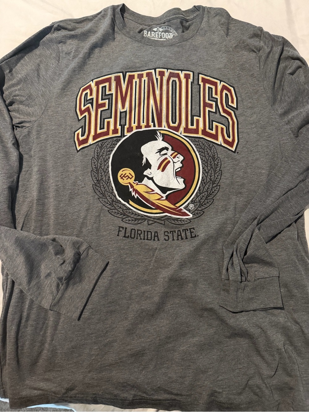Barefoot Dreams Gray Florida State Seminoles Long Sleeve Tee